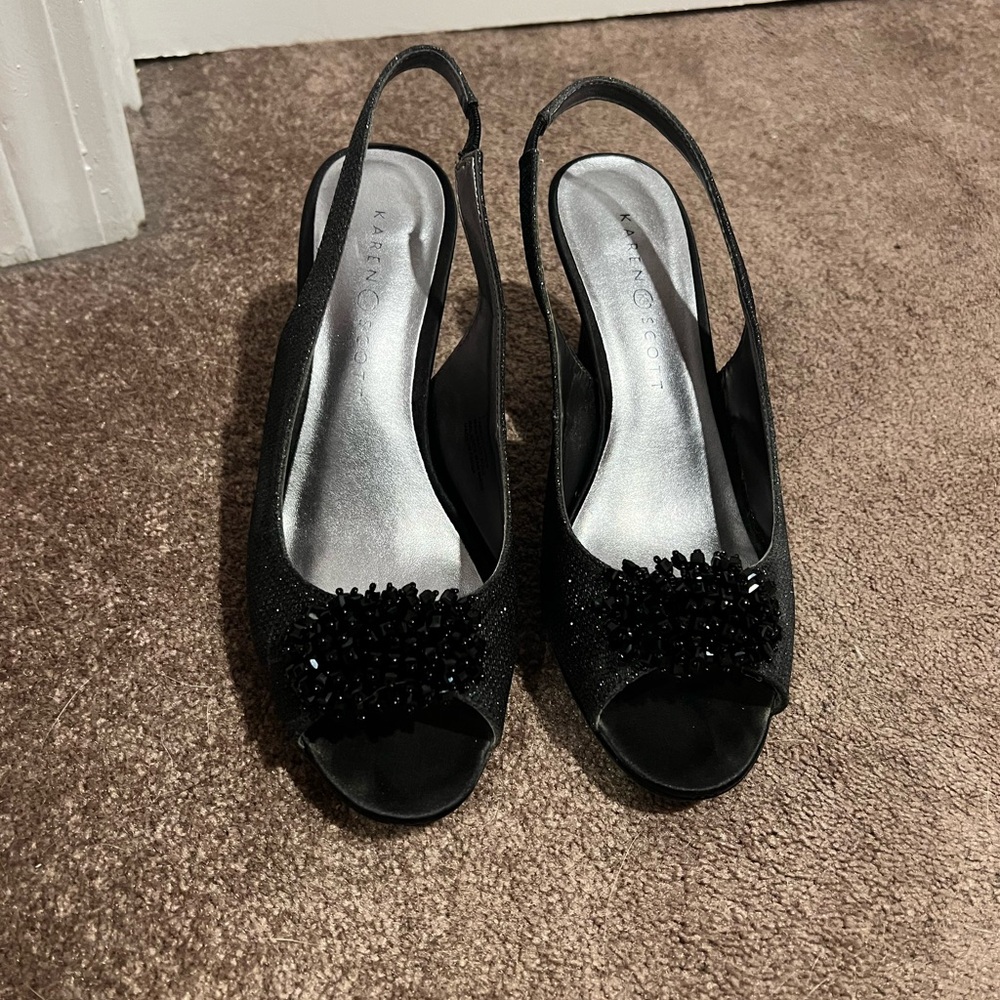 Karen Scott black sparkles open toe sandals